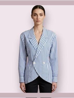 Pinky & Dianne Blue & White Stripe Cotton Jacket
